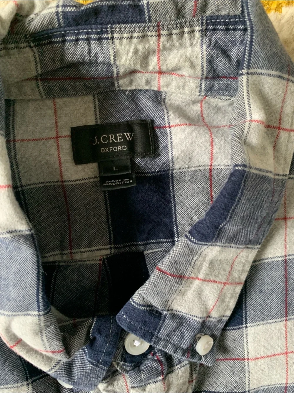 J. Crew Navy and Gray Plaid Button-Down Shirt